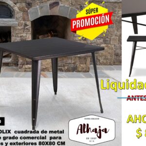 MESA CUADRADA METALICA TOLIX 80X80 COD. MM80