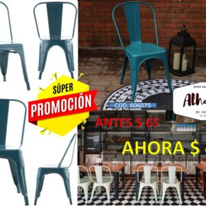 SILLA METÁLICA TOLIX AZUL PETROLEO  COD.606075