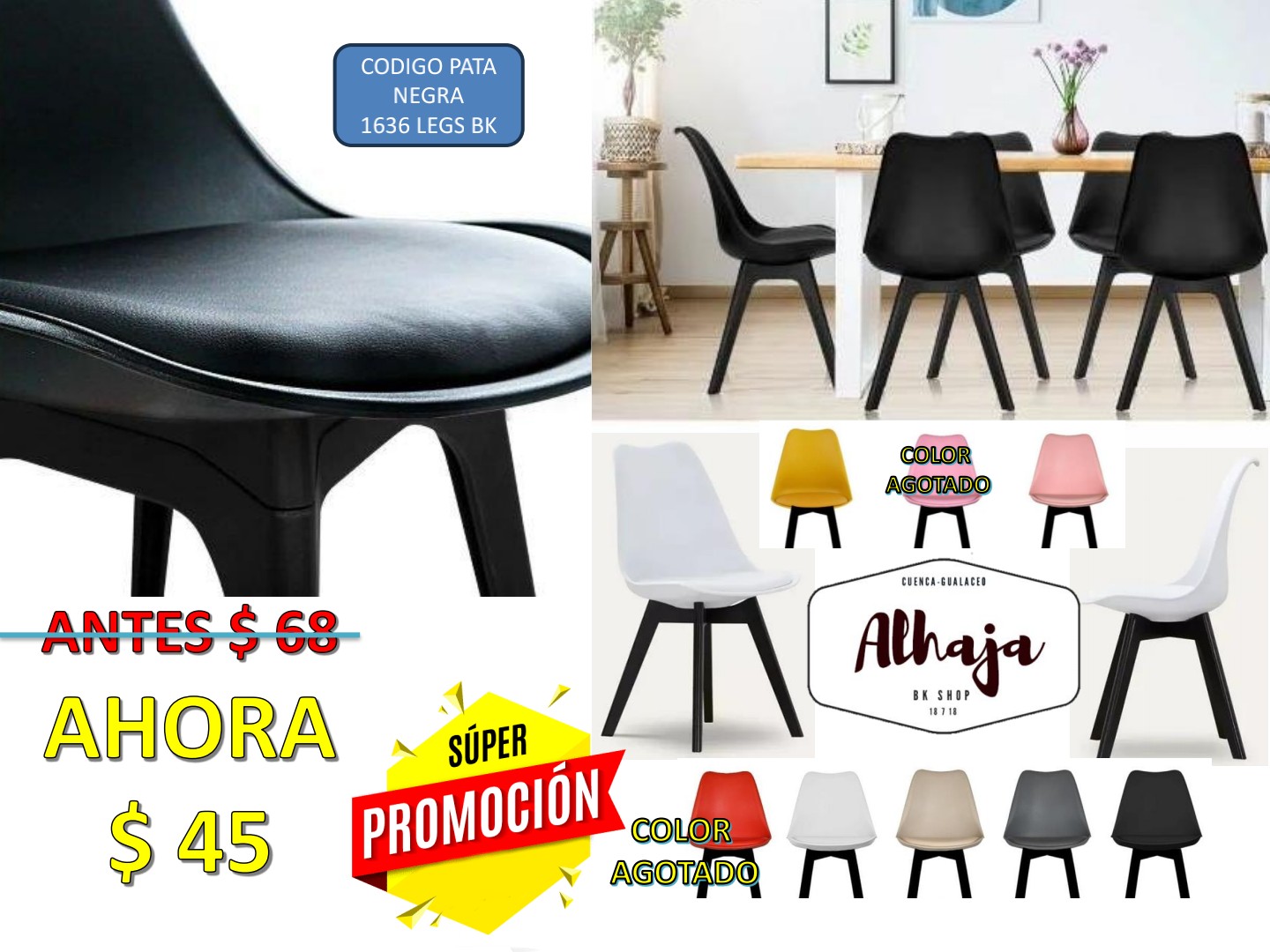 SILLA TULIP MATILDA PATA NEGRA