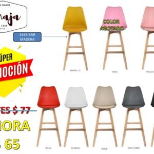 TABURETE TULIP PATA MADERA VARIOS COLORES