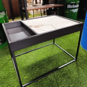 MESA DE CENTRO EN MADERA + PORCELANATO 70X48X48 CM -FABRICAMOS PERSONALIZADA