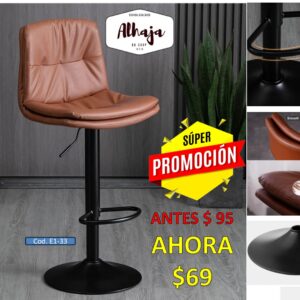 TABURETE CAFE ACOLCHADO BASE NEGRA