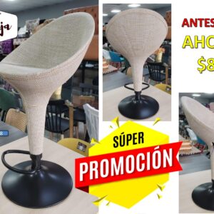 TABURETE HAPPY POLIRATAN BEIGE BASE NEGRA