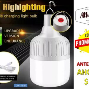 FOCO RECARGABLE 3 NIVELES LUMINOSIDAD  100 W