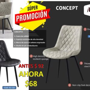 SILLA ROMBO TAPIZADA CUERO SINTÉTICO ACERO AL CARBONO