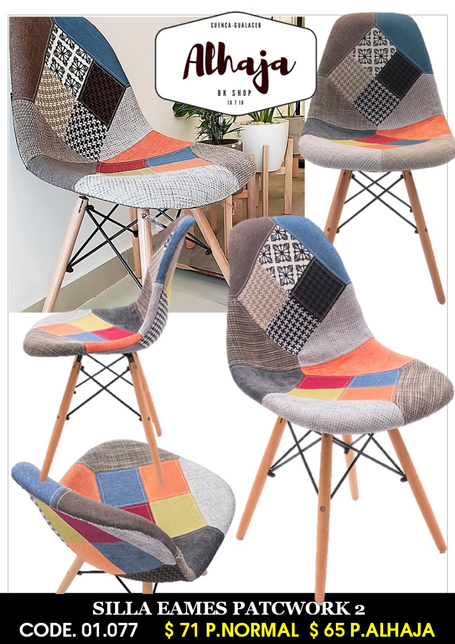 SILLA EAMES PATCHWORK TAPIZ TELA BICOLOR MOD2