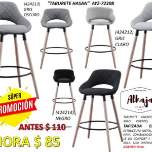 TABURETE HASAN FIJO TAPIZADO TELA