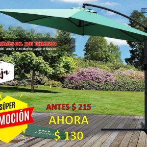 PARASOL VERDE REDONDO CON BRAZO