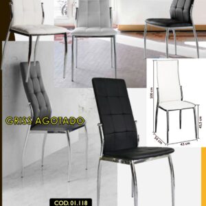 SILLA ETNA NEGRA PATAS CROMADAS