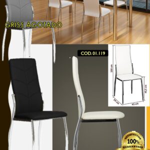 SILLA NOIR  PATAS CROMADAS