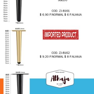 PATAS DE SILLAS; 45CM; METAL;