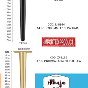 PATAS DE SILLAS ALTAS ; 72 CM; METAL;