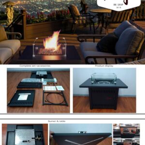 CALEFACTOR   A GAS  TIPO MESA BLACK IMPORTADO  CRISTAL FLAME