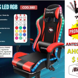 SILLA ERGONÓMICA GAMER CHAHO ROJA CON LUZ RGB