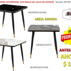 MESA ANNIKA AYZ-T003-80 NEGRA BLANCA GRIS