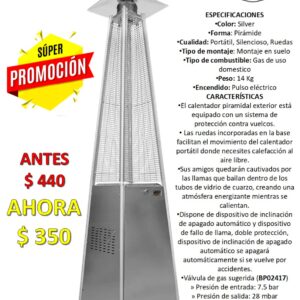 Calefactor de Ambientes Tipo Piramide STAINLESS STEEL