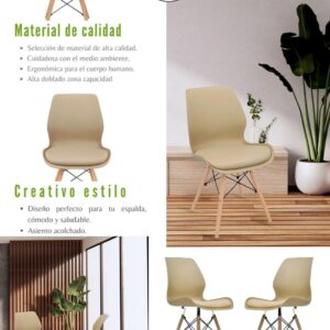 SILLA EAMES BEIGE BRENT ACOLCHADO ASIENTO