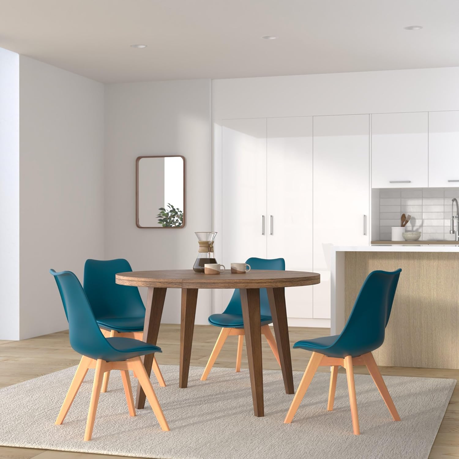 SILLA EAMES SAKEN AZUL PETROLEO PATA MADERA - Imagen 2