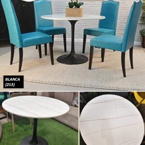 MESA COMEDOR  IMPOR PIEDRA SINTERIZADA BLANCA 80 CM