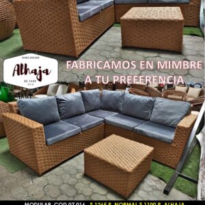 SALA EN L  TEJIDO ARTESANALMENTE EN MIMBRE - FABRICAMOS A SU GUSTO